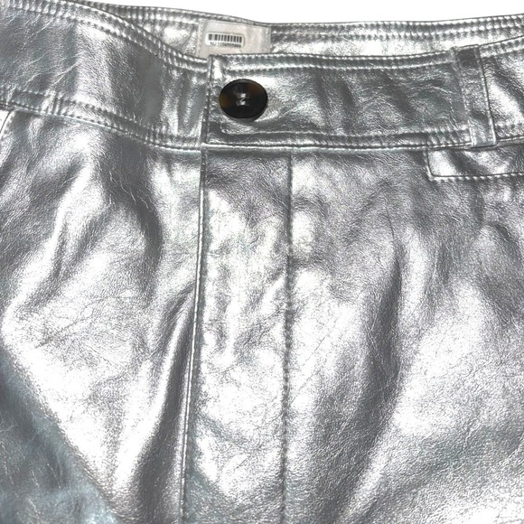 Maeve Anthro The Ettie Highrise Wide Leg Crop Faux leather metallic pants 33T - Picture 7 of 13